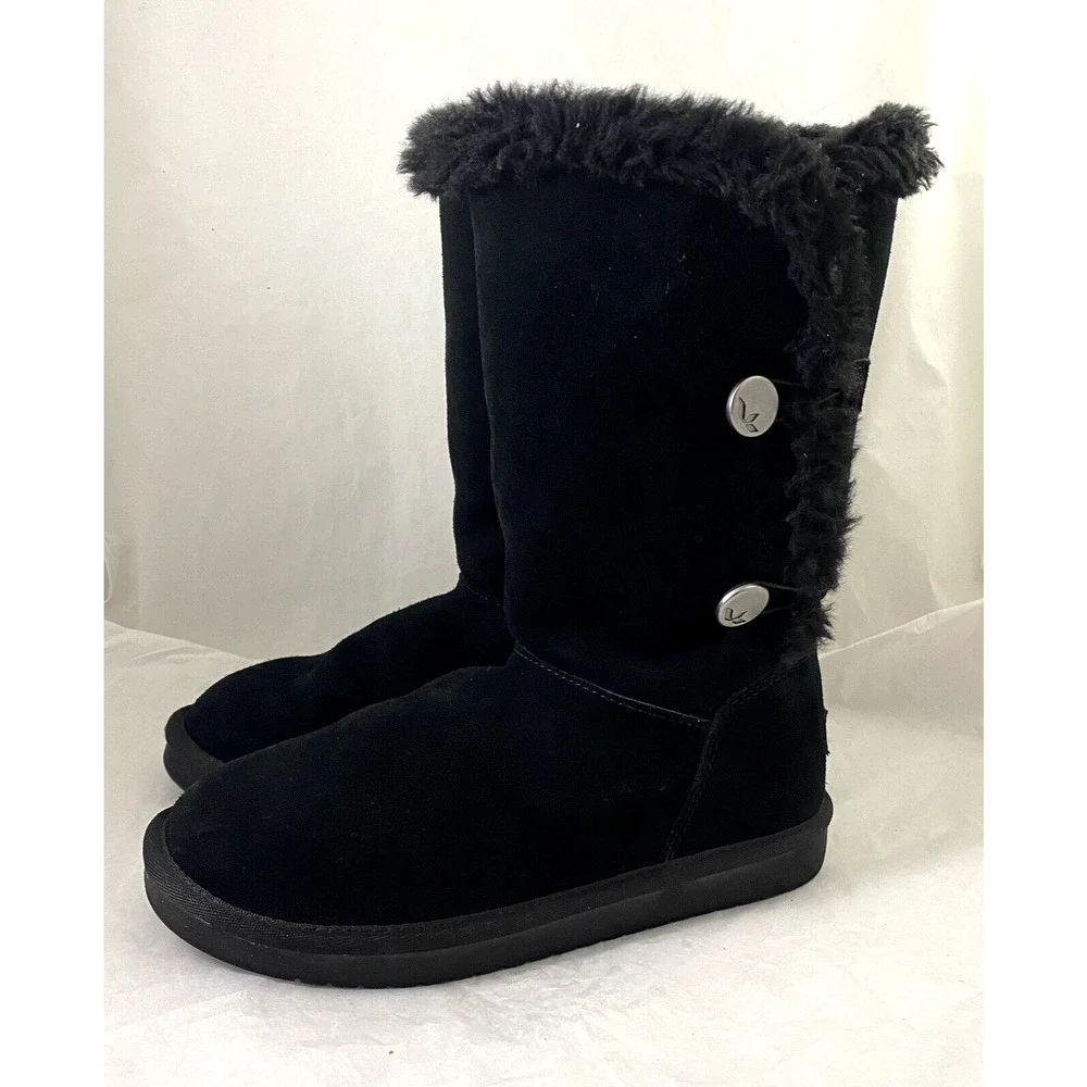 Koolaburra By Ugg Kinslei Black Suede Winter Snow Mid Calf Boot 1096443 …